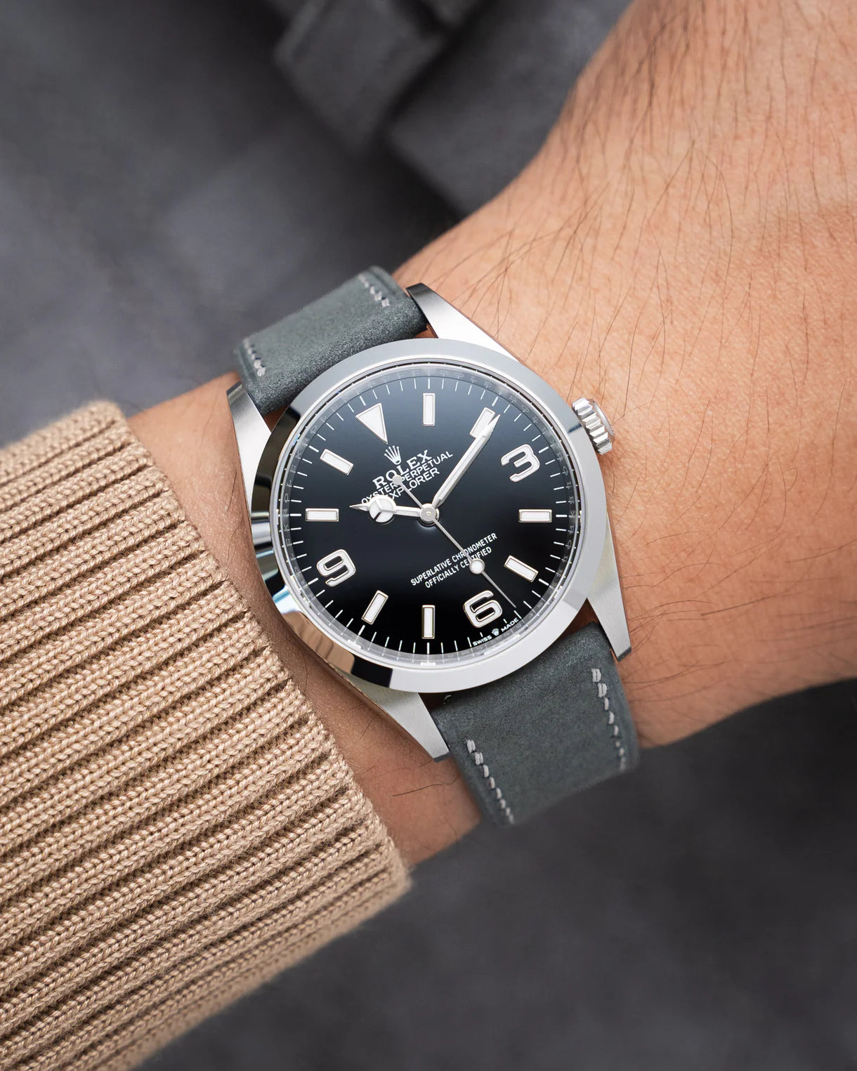 Light Grey Nubuck Slim Strap